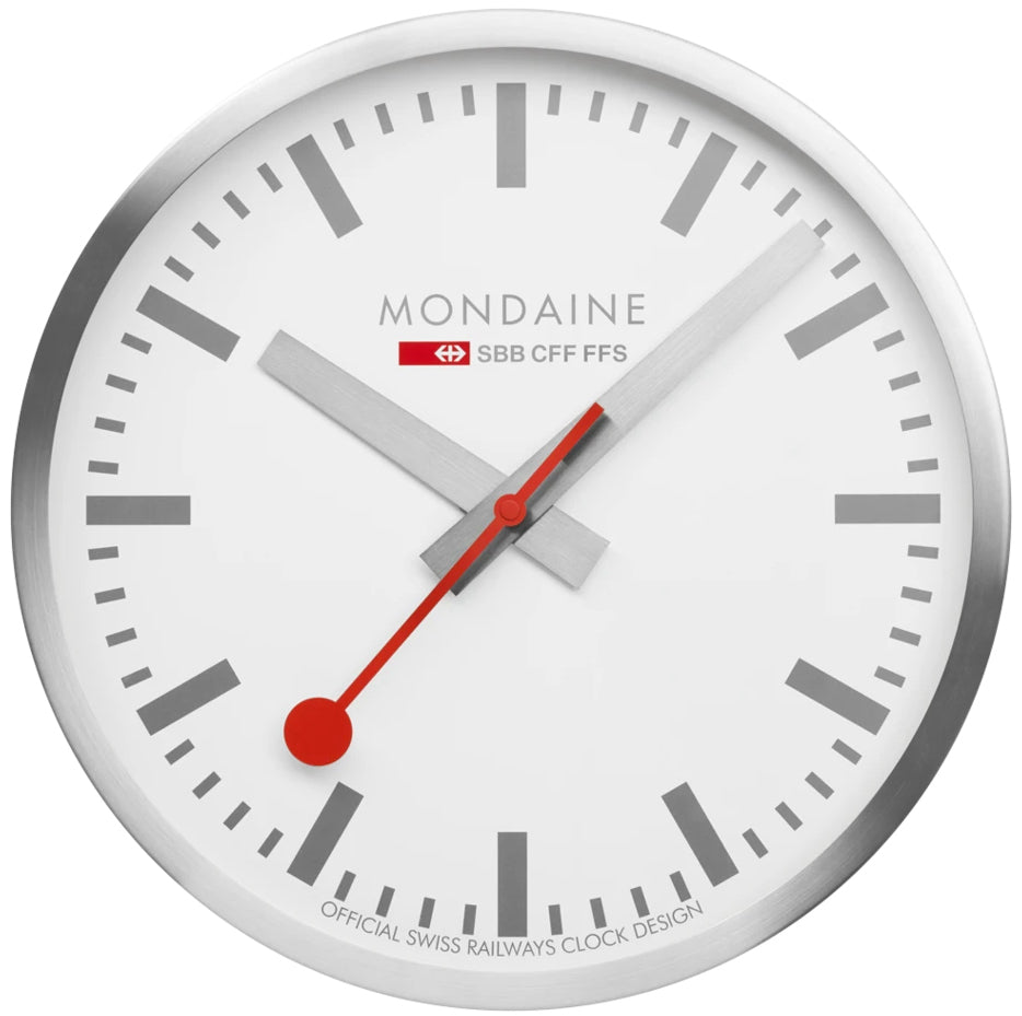 Mondaine Clock Wall Kitchen Silver A995.CLOCK.17SBV