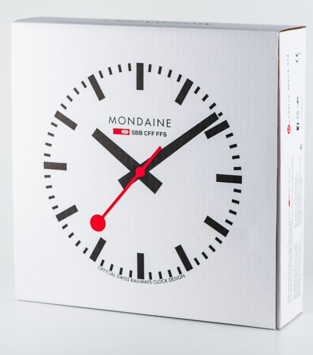 Mondaine Clock Wall Black Frame 25cm Watch A990.CLOCK.64SBB Image 2