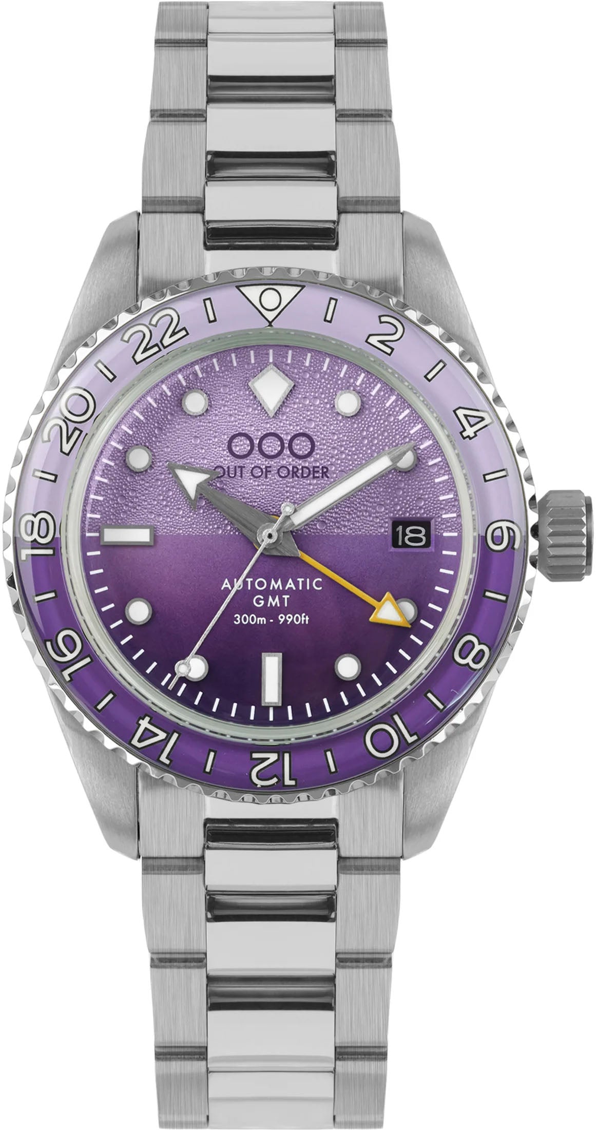 Out Of Order Shaker Dark Violet Automatic GMT Ultra Brushed Watch OOO.001-25.LA.BAND.SS
