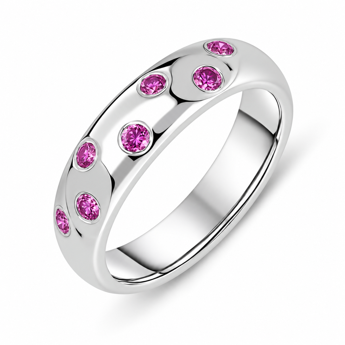 Platinum Pink Sapphire Wedding Ring