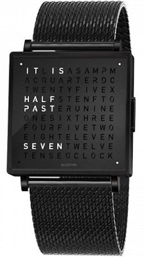 QLOCKTWO Watch W35 Fine Black Steel Milanaise Bracelet QW35EN6BLBMBL