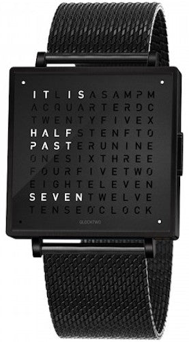 QLOCKTWO Watch W39 Black Steel Milanaise Bracelet QW39EN6BLBMBL