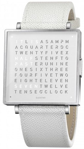 QLOCKTWO Watch W39 Pure White Leather QW397BRLGWHN