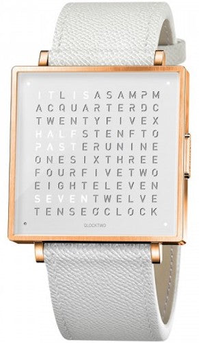 QLOCKTWO Watch W39 Rose White Leather QW39EN7RGLGWH
