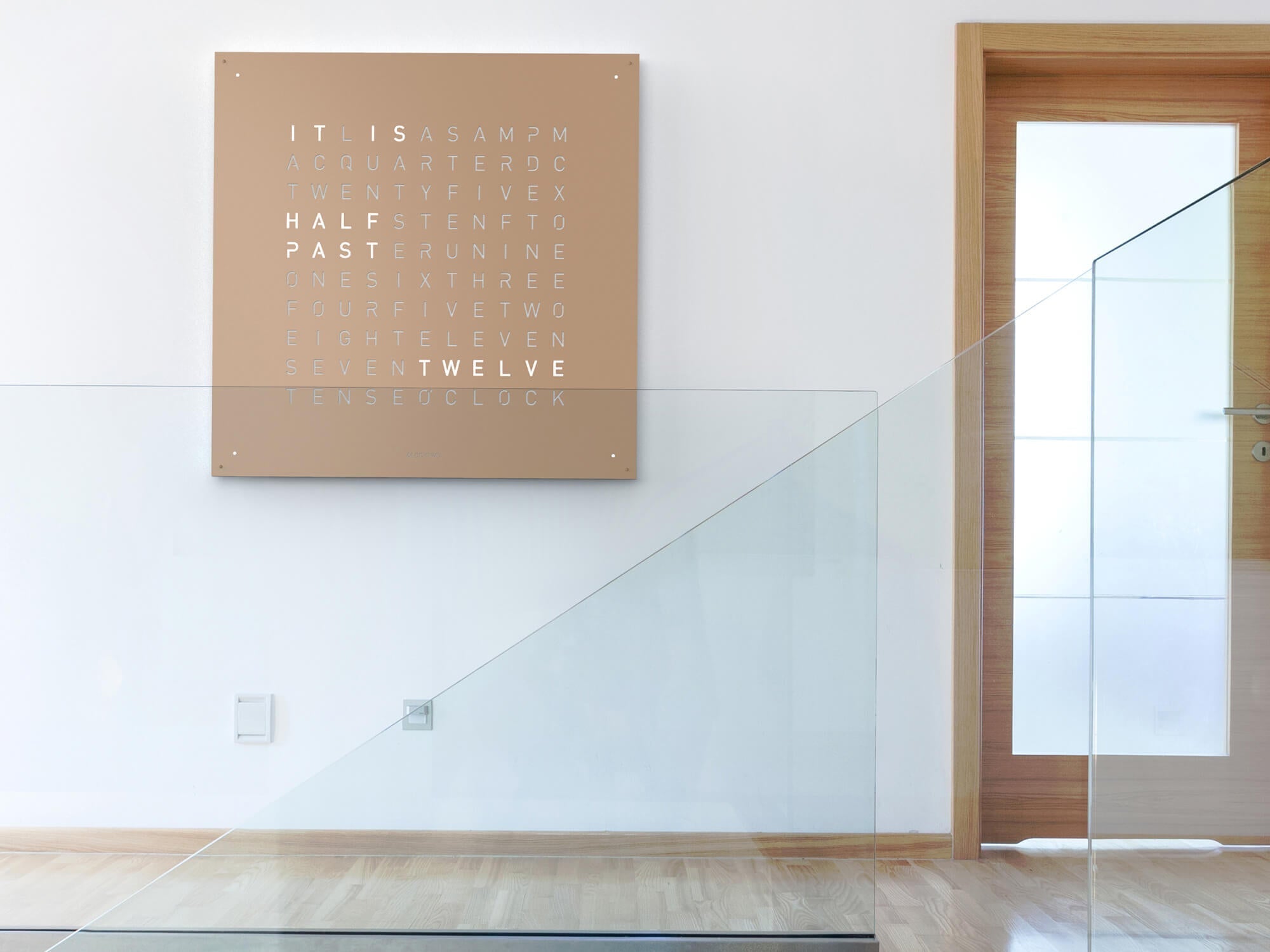 QLOCKTWO Earth 90 Hazelnut Wall Clock Watch LG4ENHAPC Image 4
