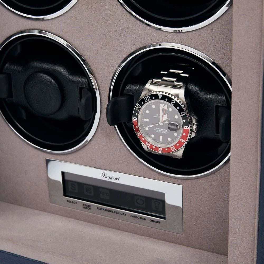 Rapport Watch Winder Quantum Quad Four Leather Blue W634 Image 5