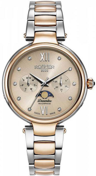 Roamer Watch Dreamline Moonphase Pink MOP Dial Rose Gold Bicolour 858801 49 38 50
