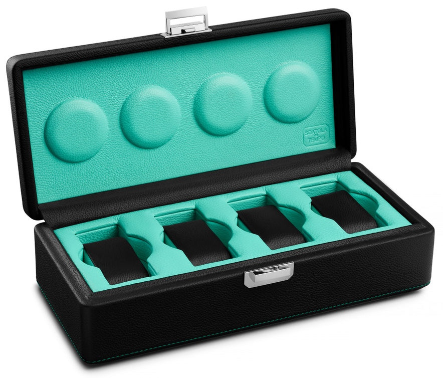 Scatola del Tempo Watch Case Valigetta 4 Black Blue Tiffany 05002.BBLSIL