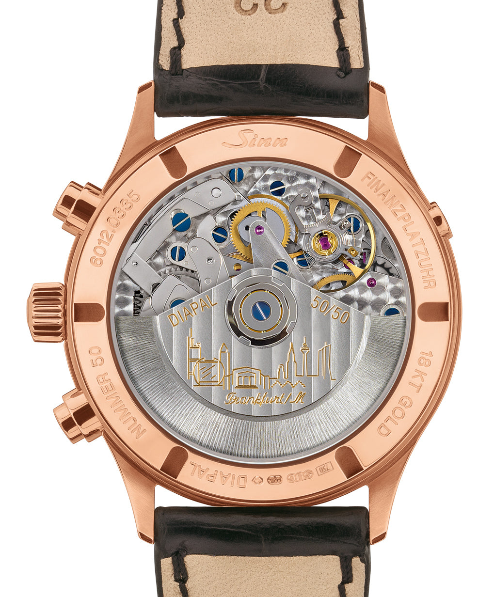 Sinn Watch Frankfurt Financial District 6012 Rose Gold Anniversary Limited Edition 6012.021 Alligator Black Image 2