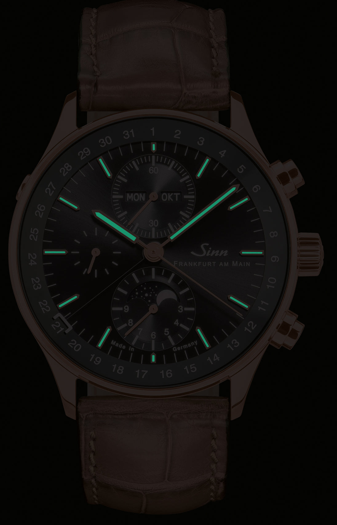 Sinn Watch Frankfurt Financial District 6012 Rose Gold Anniversary Limited Edition 6012.021 Alligator Tan Image 3