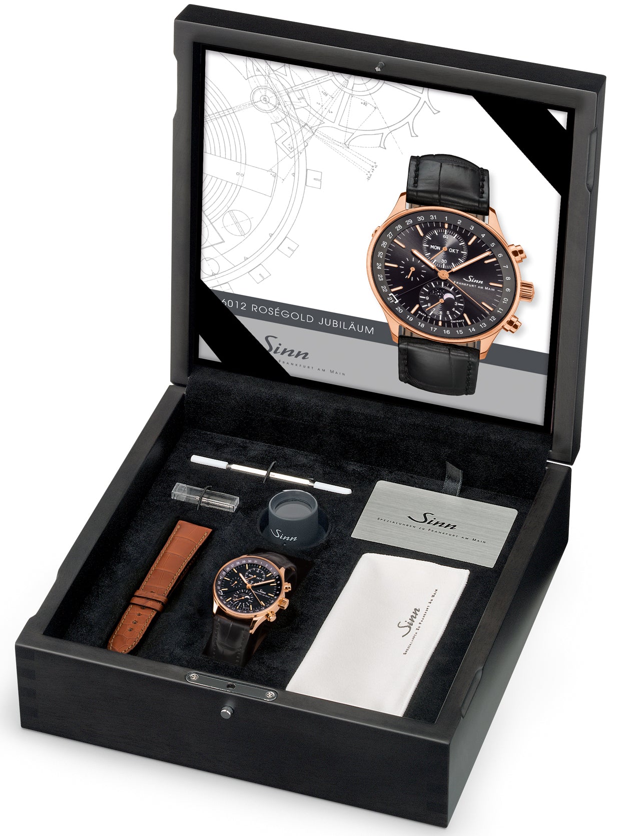 Sinn Watch Frankfurt Financial District 6012 Rose Gold Anniversary Limited Edition 6012.021 Alligator Tan Image 4