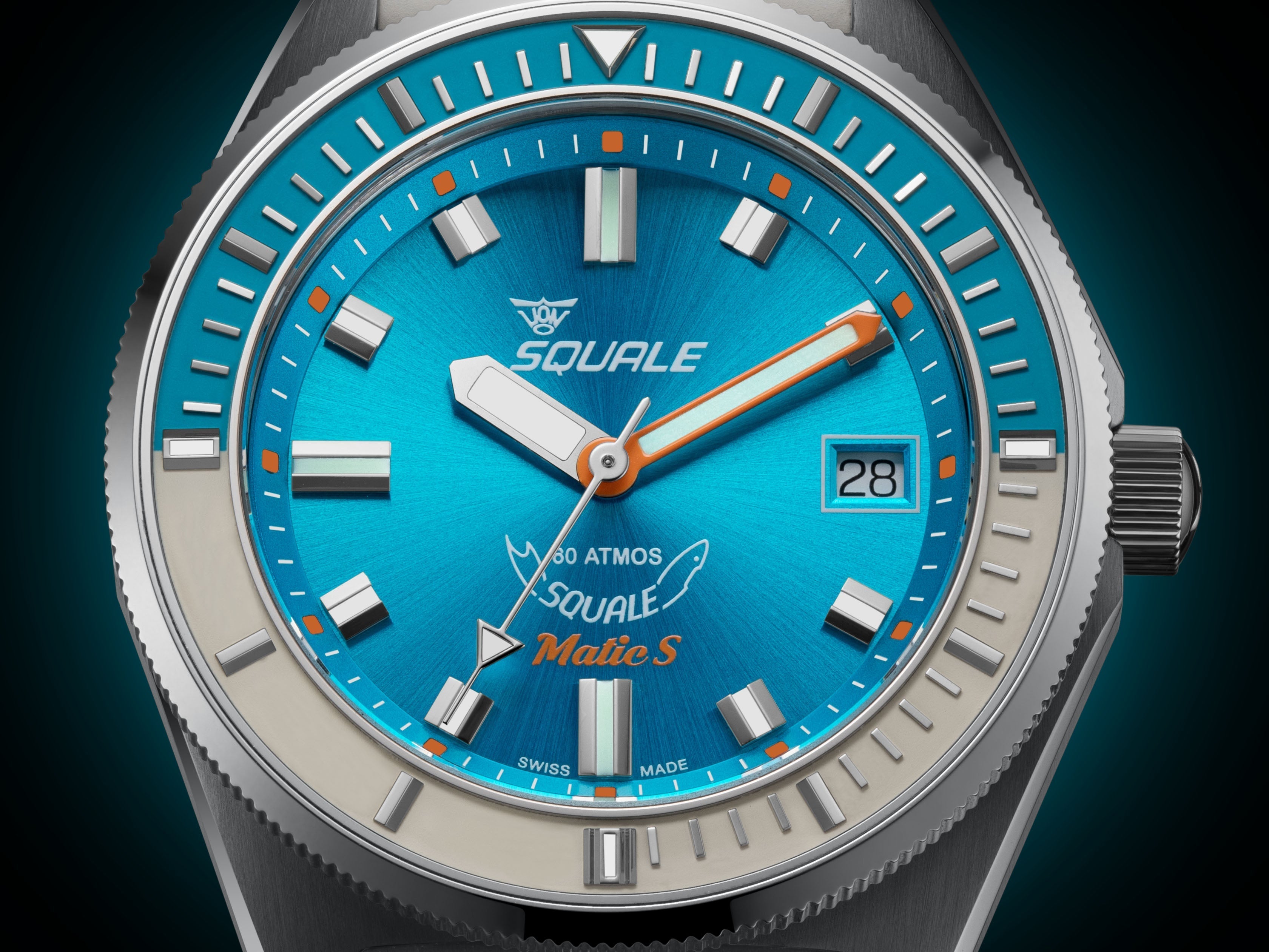 Squale Matic S Light Blue Rubber Watch MATICLBWLB.MRLB Image 5