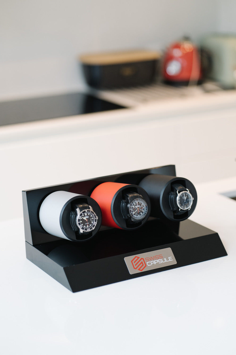 Swiss Capsule Watch Winder Triple Rack Red Silver Black PR3 PC 001 SCR PR3 PC 001 Image 2