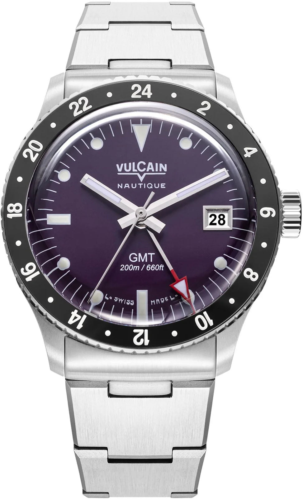 Vulcain Skindiver GMT Purple Bracelet Limited Edition Watch 680174A17.BHM286
