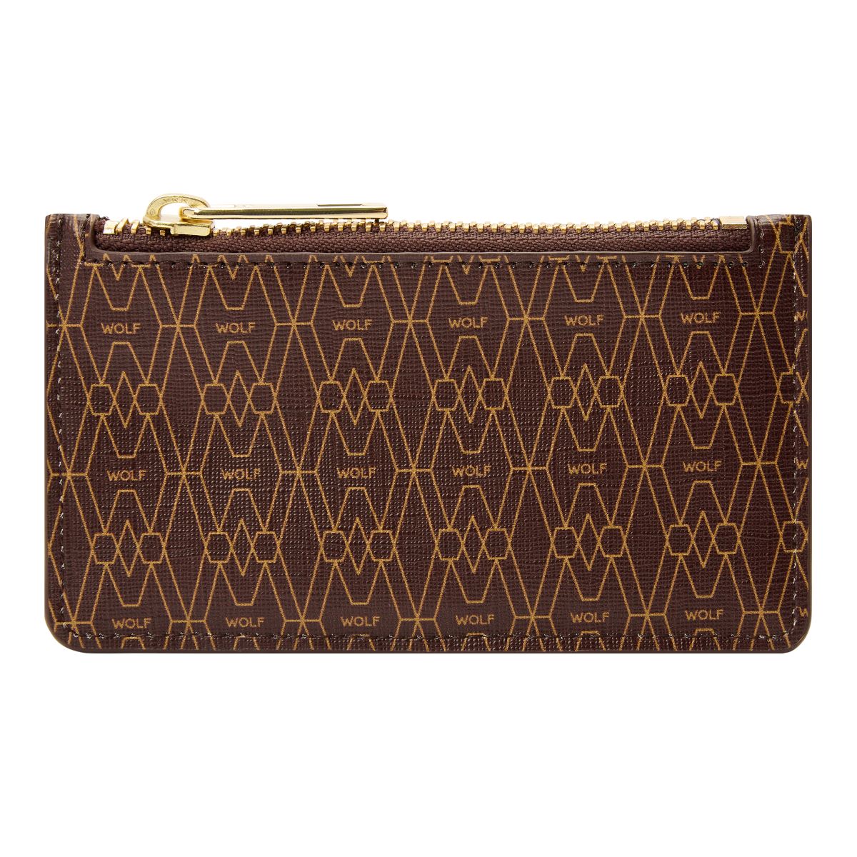 Wolf Signature Vegan Collection Brown Zip Card Case, 776533