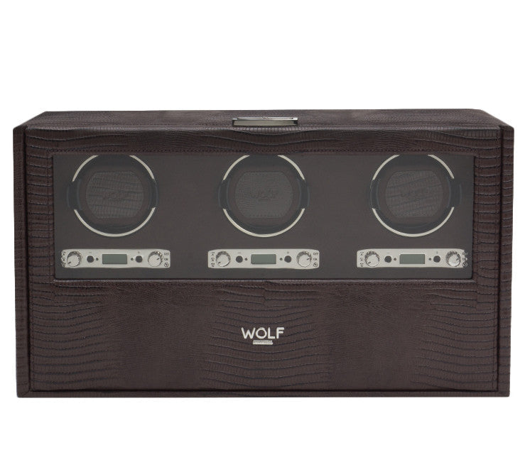Wolf Watch Winder Blake Triple Storage And Travel Case Brown Lizard 460895 Image 3