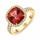 18ct Rose Gold Tourmaline Diamond Cushion Halo Ring
