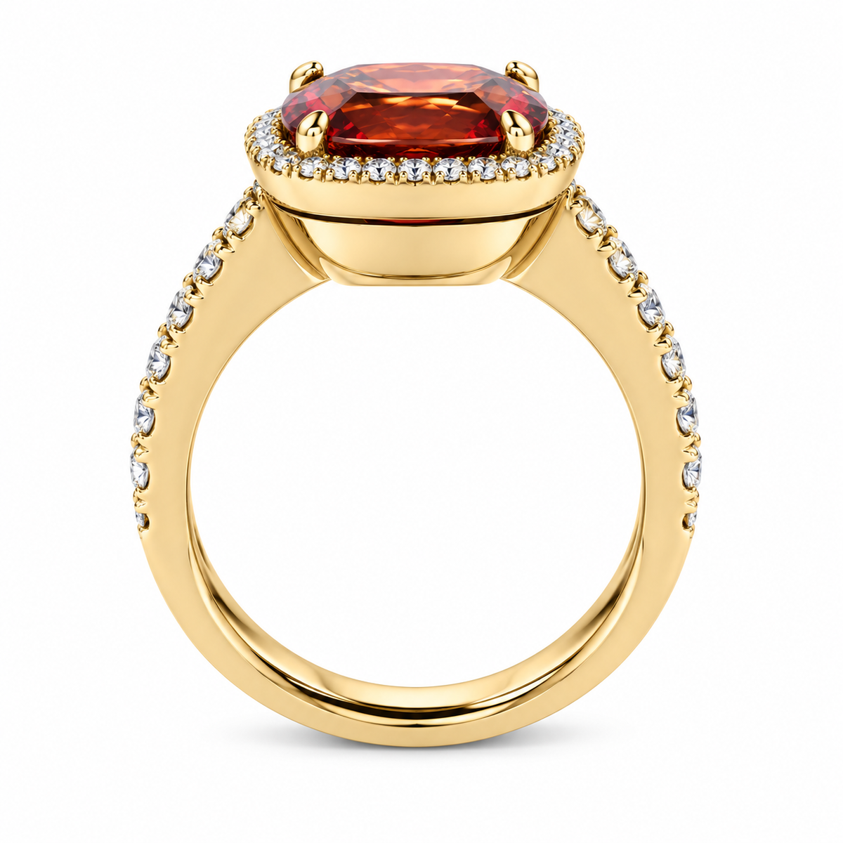18ct Rose Gold Tourmaline Diamond Cushion Halo Ring – Image 2