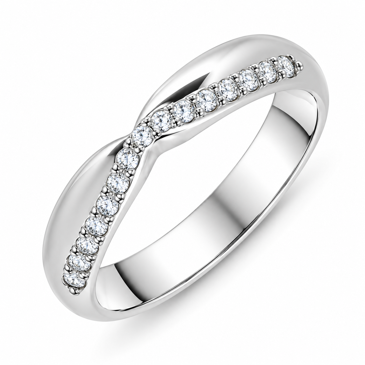 18ct White Gold 0.12ct Diamond Dipped Centre Half Eternity Ring
