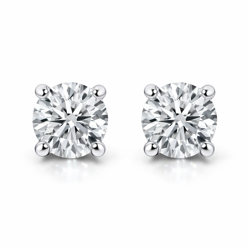 18ct White Gold 0.41ct Diamond Solitaire Stud Earrings DMN-2068 Image 1
