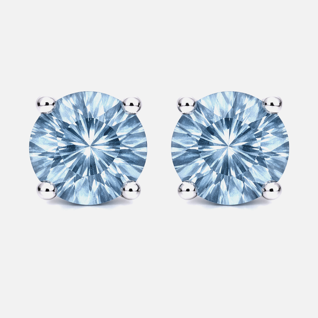 18ct White Gold 0.90ct Aquamarine Solitaire Stud Earrings DMN-1929 Image 1