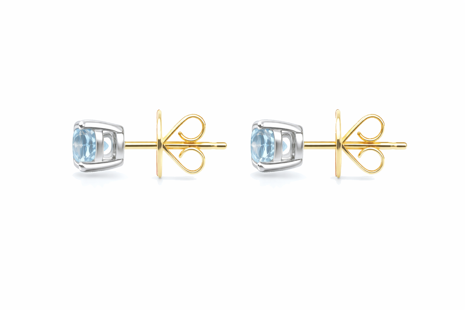 18ct White Gold 0.93ct Aquamarine Solitaire Stud Earrings DMN-1644 Image 2