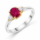 18ct White Gold 1.02ct Ruby & 0.15ct Diamond Oval Centre Trilogy Ring TVO-417 Image 1