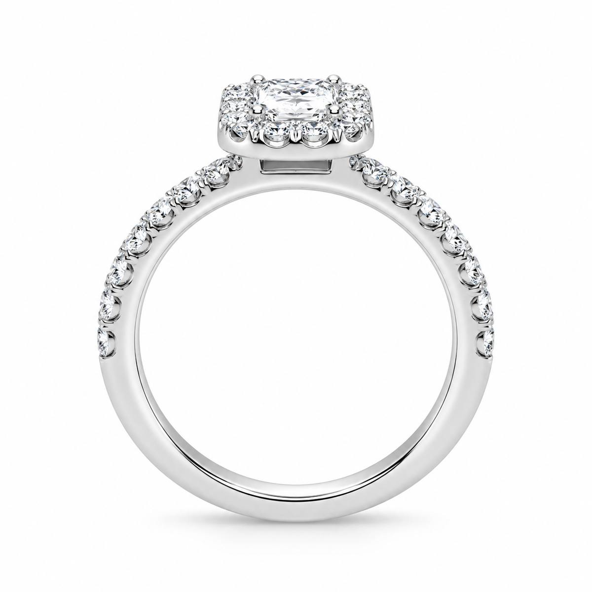 18ct White Gold 1.05ct Diamond Halo Ring – Image 2