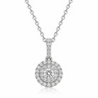 18ct White Gold Diamond Round Cluster Pendant