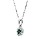 18ct White Gold Emerald Diamond Cluster Pendant P00011E Image 2