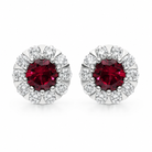 18ct White Gold Ruby Diamond Cluster Stud Earrings