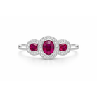 18ct White Gold Ruby Diamond Triple Pave Cluster Ring D138 Image 2