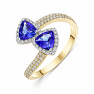 18ct Yellow Gold Tanzanite Diamond Trillion Cut Crossover Ring RTT-0427-TZ Image 1