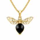 9ct Yellow Gold Small Whitby Jet Bee Necklace
