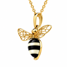 9ct Yellow Gold Whitby Jet Amber Winged Bee Necklace – Image 2