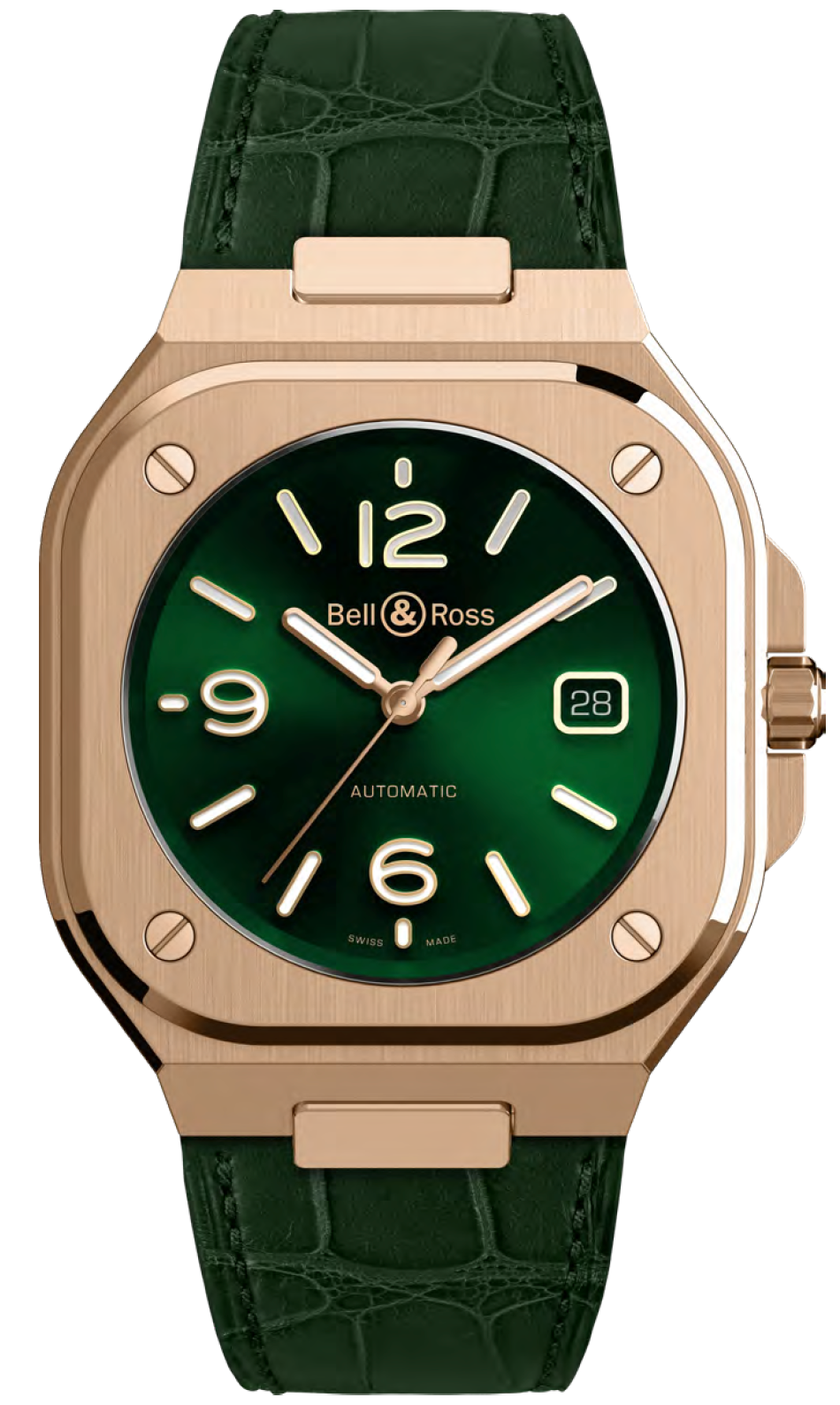 Bell & Ross Watch BR 05 Auto Green Gold Rubber BR05A-GN-PG/SCR