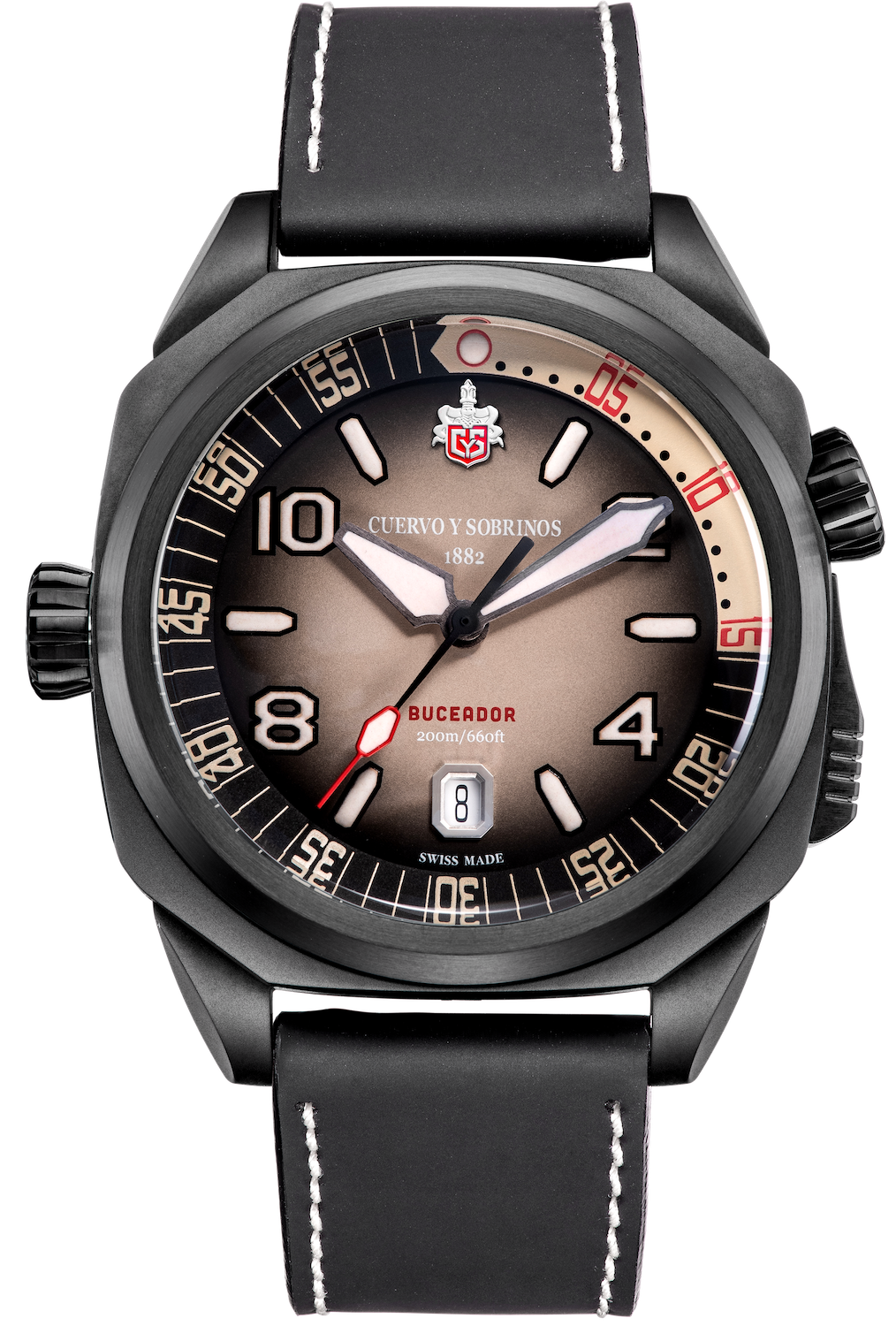 Cuervo y Sobrinos Watch Buceador Caribe Divers Black Coral 2860.3N