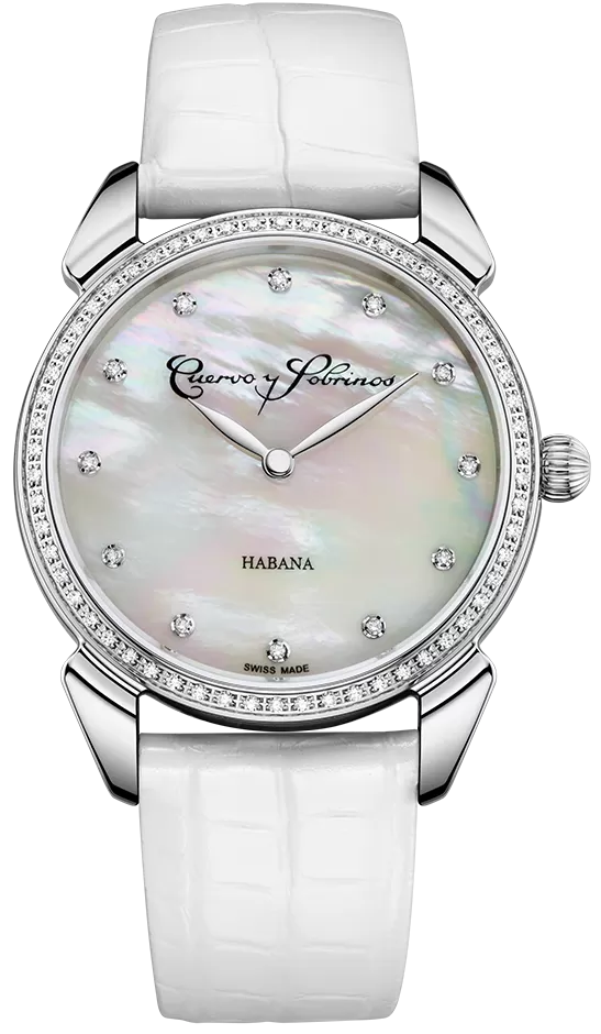 Cuervo y Sobrinos Watch Historiador Primera Dama Diamond White 3113.1W-S1