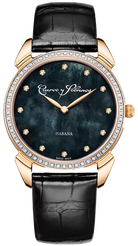 Cuervo y Sobrinos Watch Historiador Primera Dama Gold PVD Diamond Black 3113.7N-S1