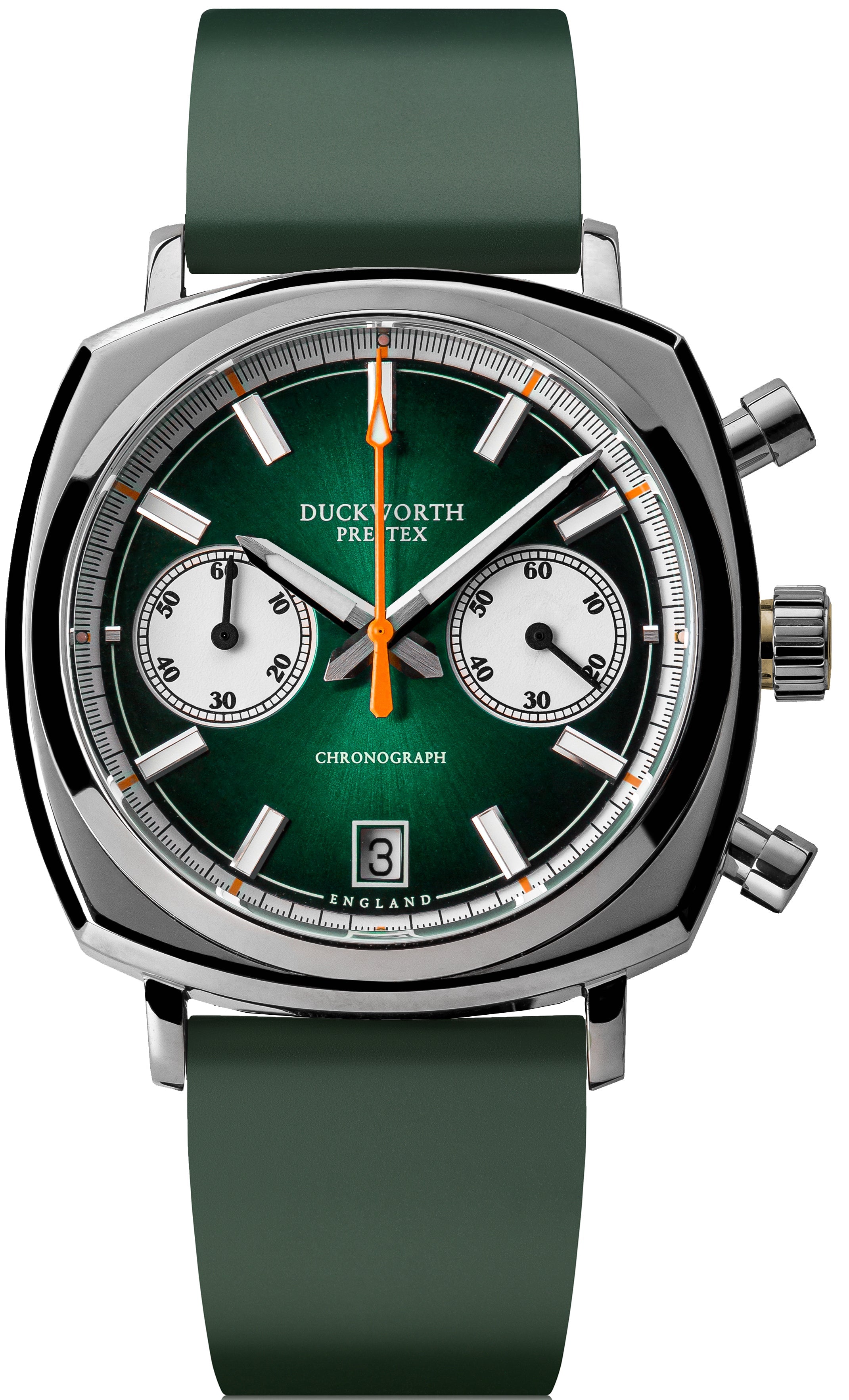 Duckworth Prestex Watch Chrono 42 Green Green Rubber D550-04-ER