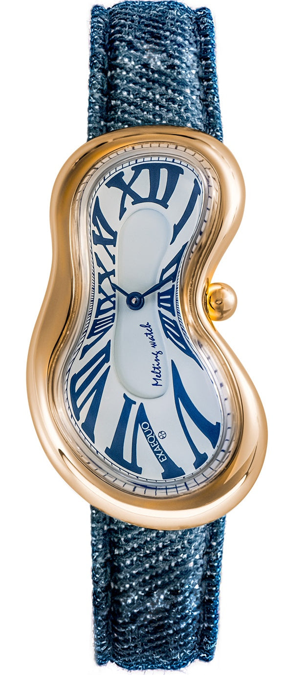 Exaequo Classic Melting PVD Yellow Gold White Denim Watch EX0002.0012