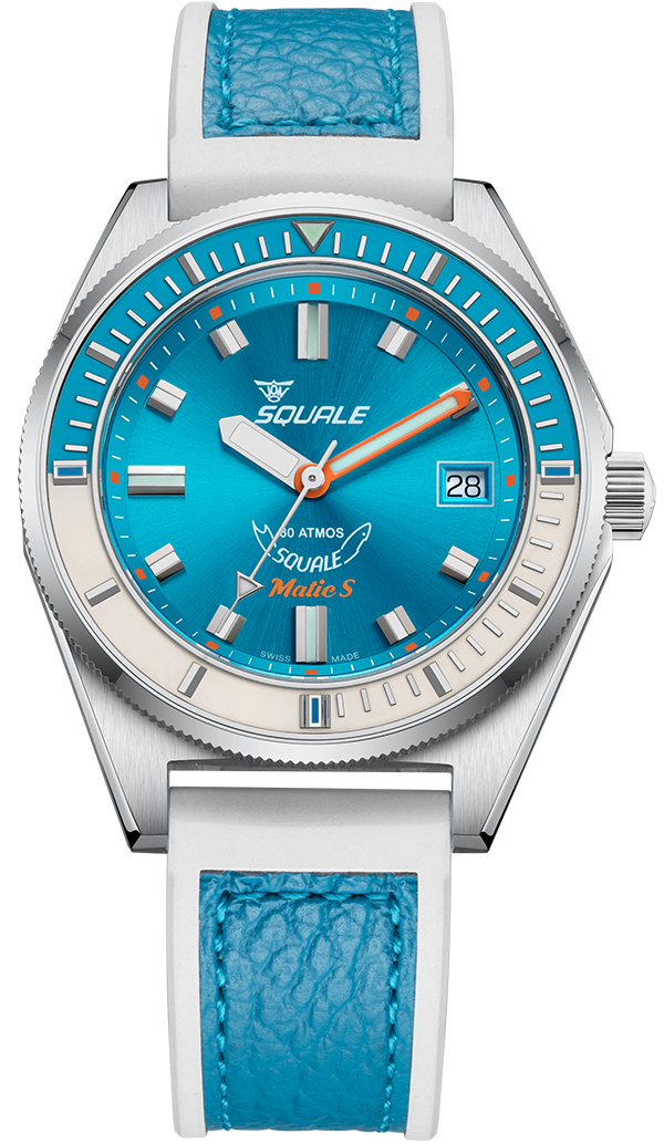 Squale Matic S Light Blue HydroLeather Watch MATICLBWLB.RLWLB