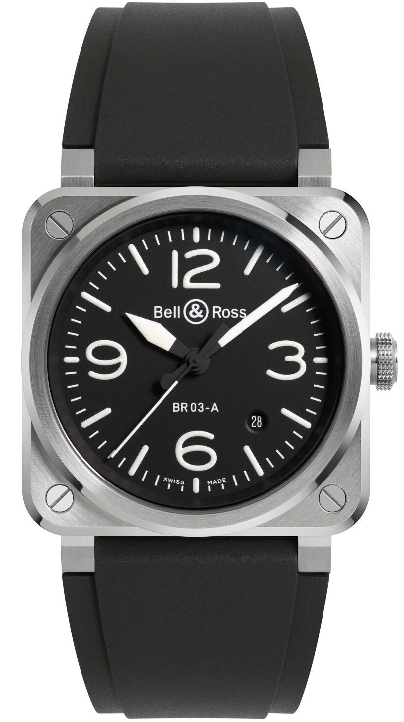Bell & Ross Watch BR 03 Auto Black Steel BR03A-BL-ST/SRB