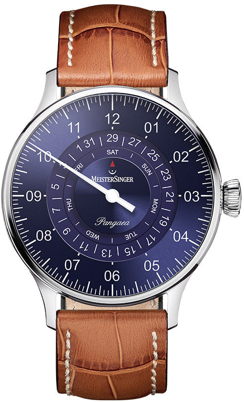 MeisterSinger Watch Pangaea Day Date PDD908 Croco Print Cognac
