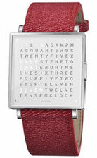 QLOCKTWO Watch W39 Pure White Red Grain Leather QW39EN7BRLGRE