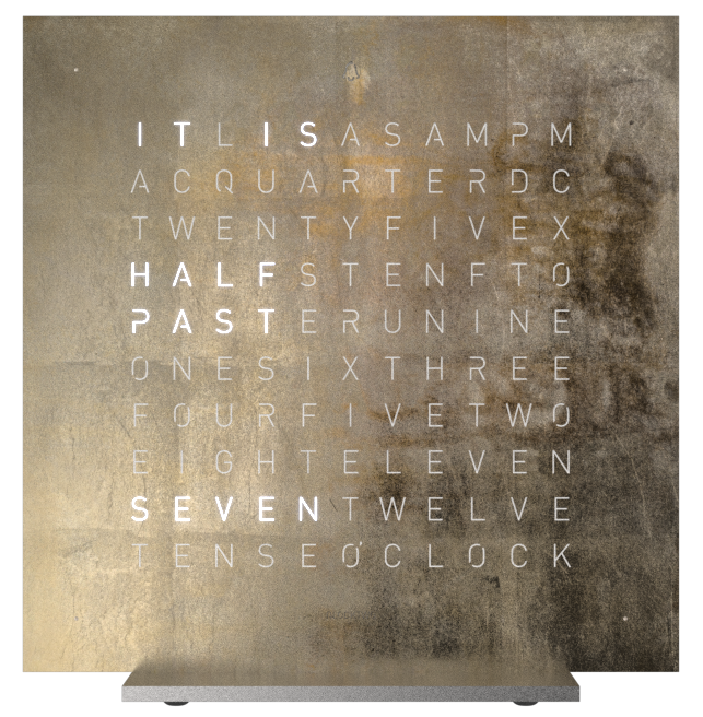 QLOCKTWO Earth 13.5 Creators Edition Silver And Gold Table Clock T4SENSG