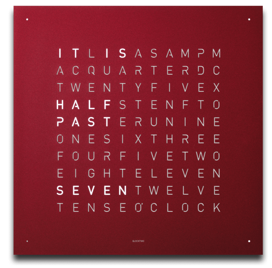 QLOCKTWO Earth 45 Red Velvet Wall Clock QT4ENRRVC