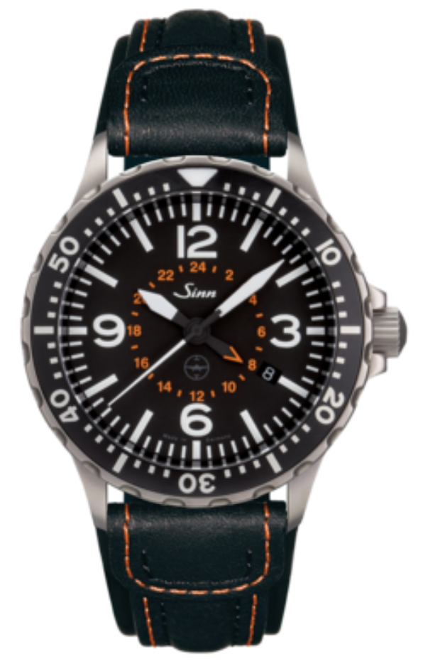 Sinn Watch 857 UTC Testaf Leather 857.040 LEATHER W/ORANGE STITCHING