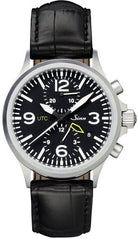 Sinn Duo Chronograph 756 UTC Aligator With Folding Clasp 756.011 Aligator Strap Black Stitch