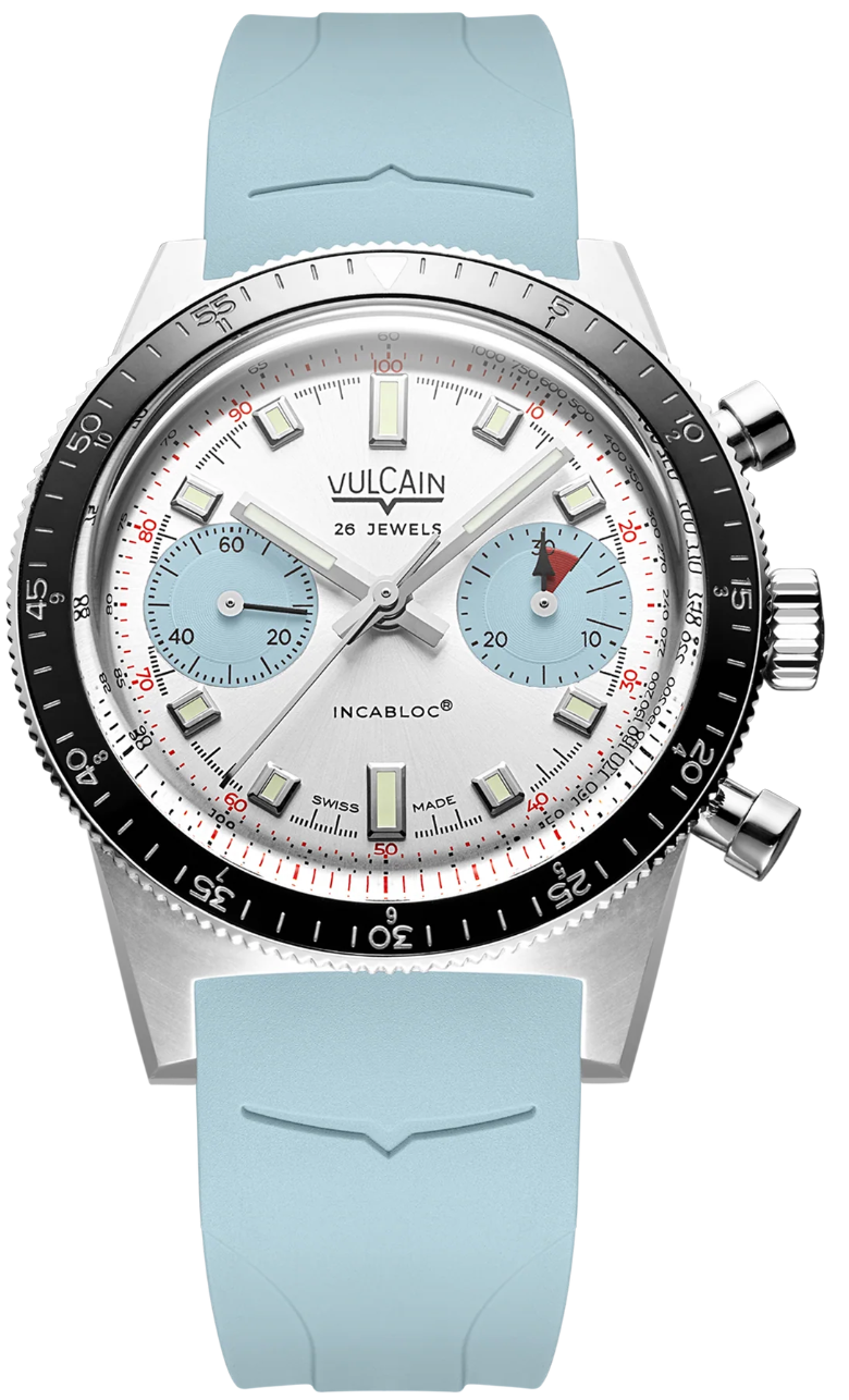 Vulcain Skindiver Chronograph Ice Blue Rubber Limited Edition Watch 590176BL7.BAR224